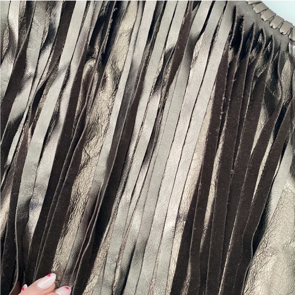 Jennifer Haley leather fringe bronze hobo bag - Picture 3 of 4